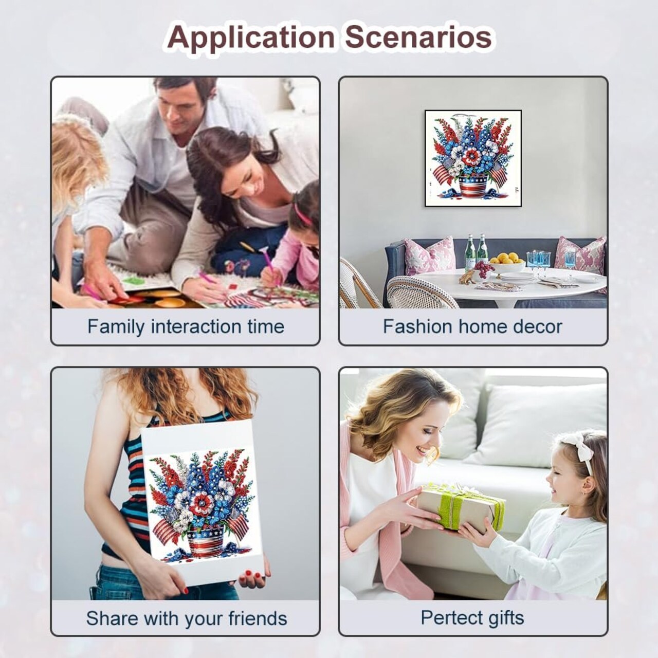 Special Shape Flower Diamond Art Painting Kits for Adults,Flag Diamond Art Kits for Beginners,Flower Pot Diamond Art Kits for Home Decor12×12inch/30×30cm